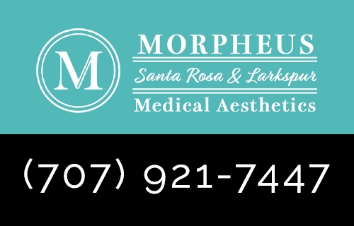 Company logo with caption Morpheus Santa Rosa & Larkspur, Medical Aesthetics and phone number 707-921-7447